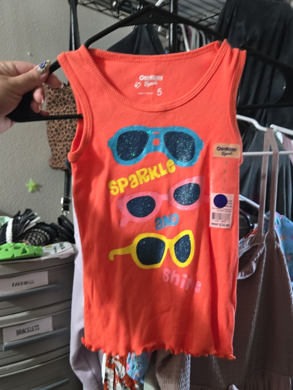OshKosh B'gosh Orange Tank with Glitter Sunglasses